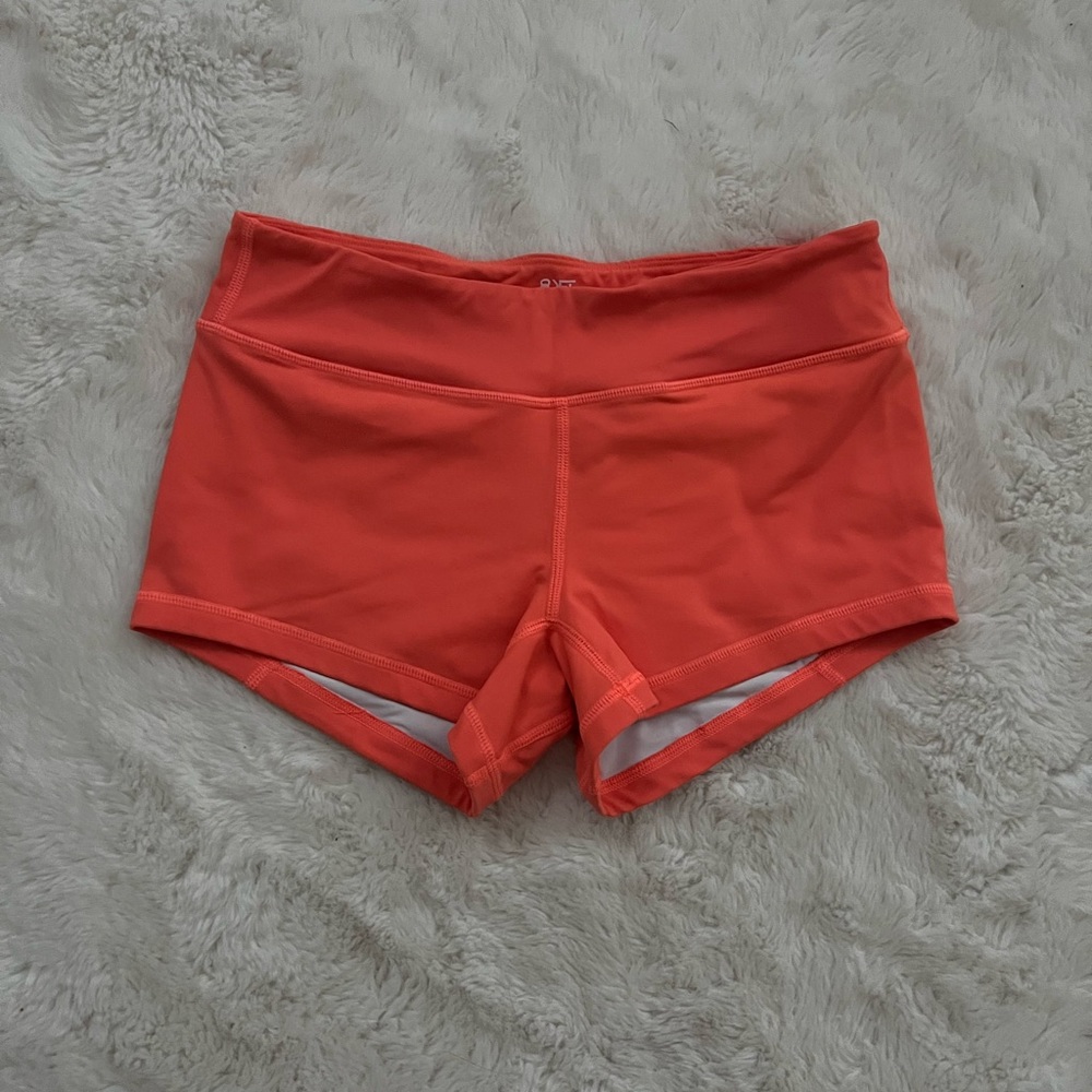 KFT brand spandex workout shorty shorts-bright orange